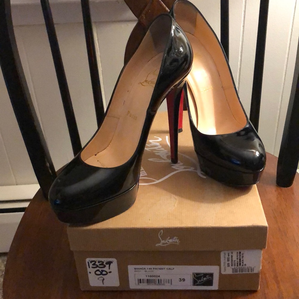 Christian Louboutin Glossy Black Heels with Red Soles